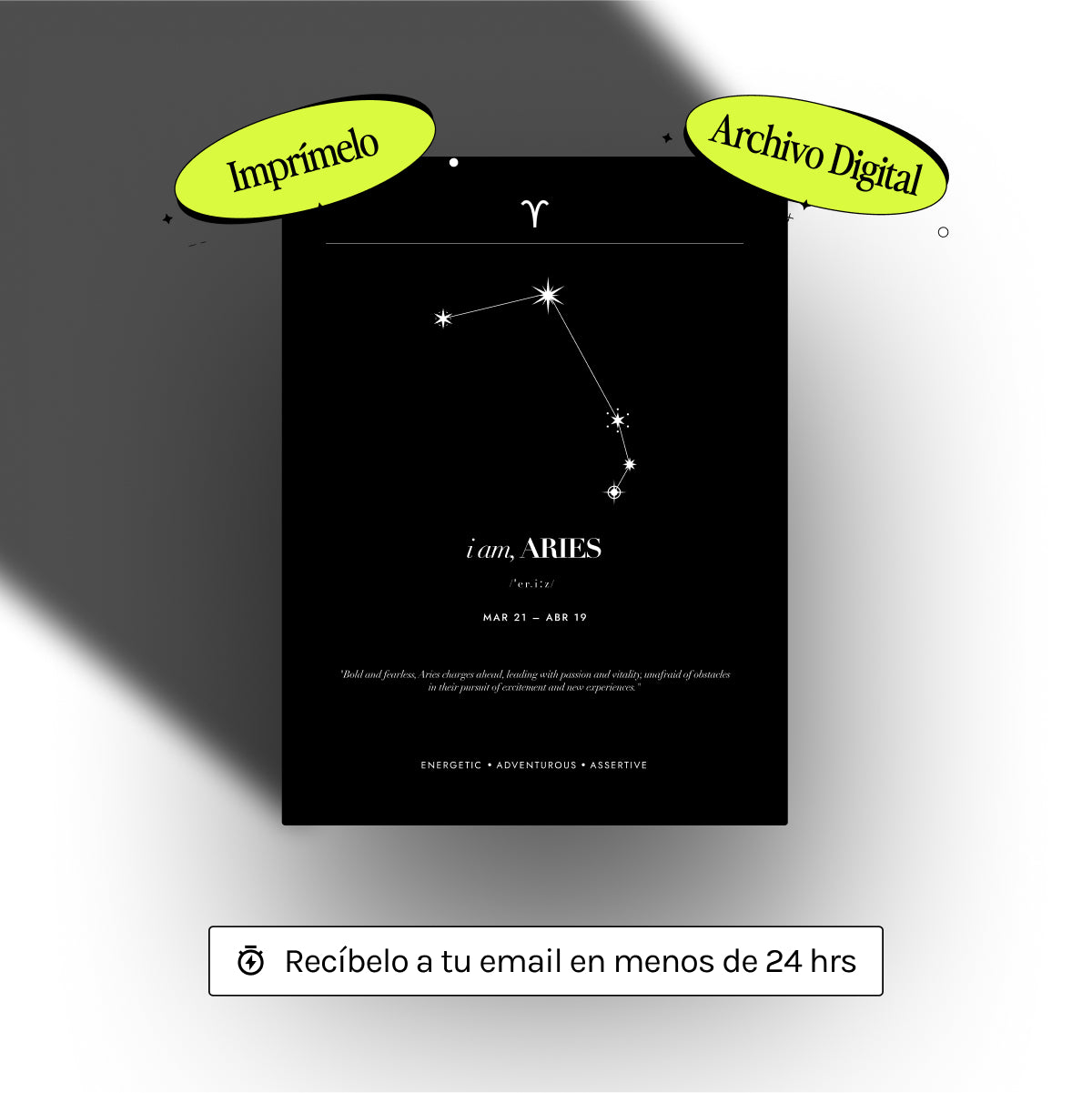 Arte Zodiacal Aries | Minimalista y Elegante | Digital (Correo Electrónico, 28x37cm)