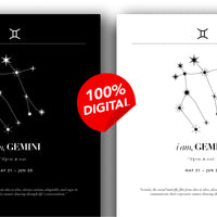 Arte Zodiacal Géminis | Minimalista y Elegante | Digital (Correo Electrónico, 28x37cm)