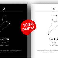 Arte Zodiacal Leo | Minimalista y Elegante | Digital (Correo Electrónico, 28x37cm)