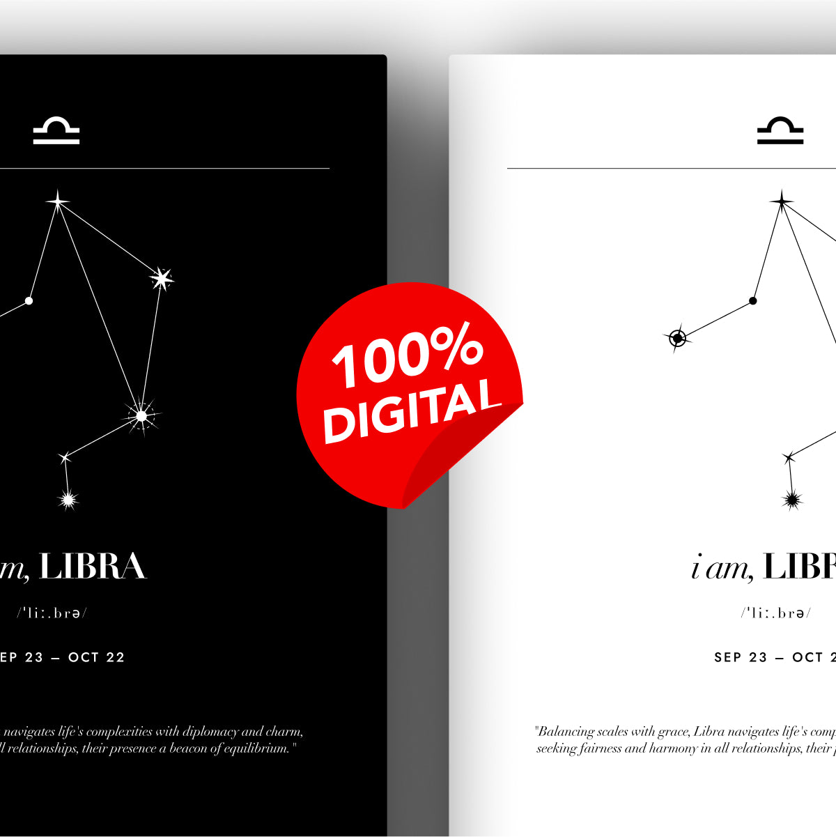 *Arte Zodiacal Libra | Minimalista y Elegante | Digital (Correo Electrónico, 28x37cm)