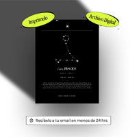 Arte Zodiacal Piscis | Minimalista y Elegante | Digital (Correo Electrónico, 28x37cm)