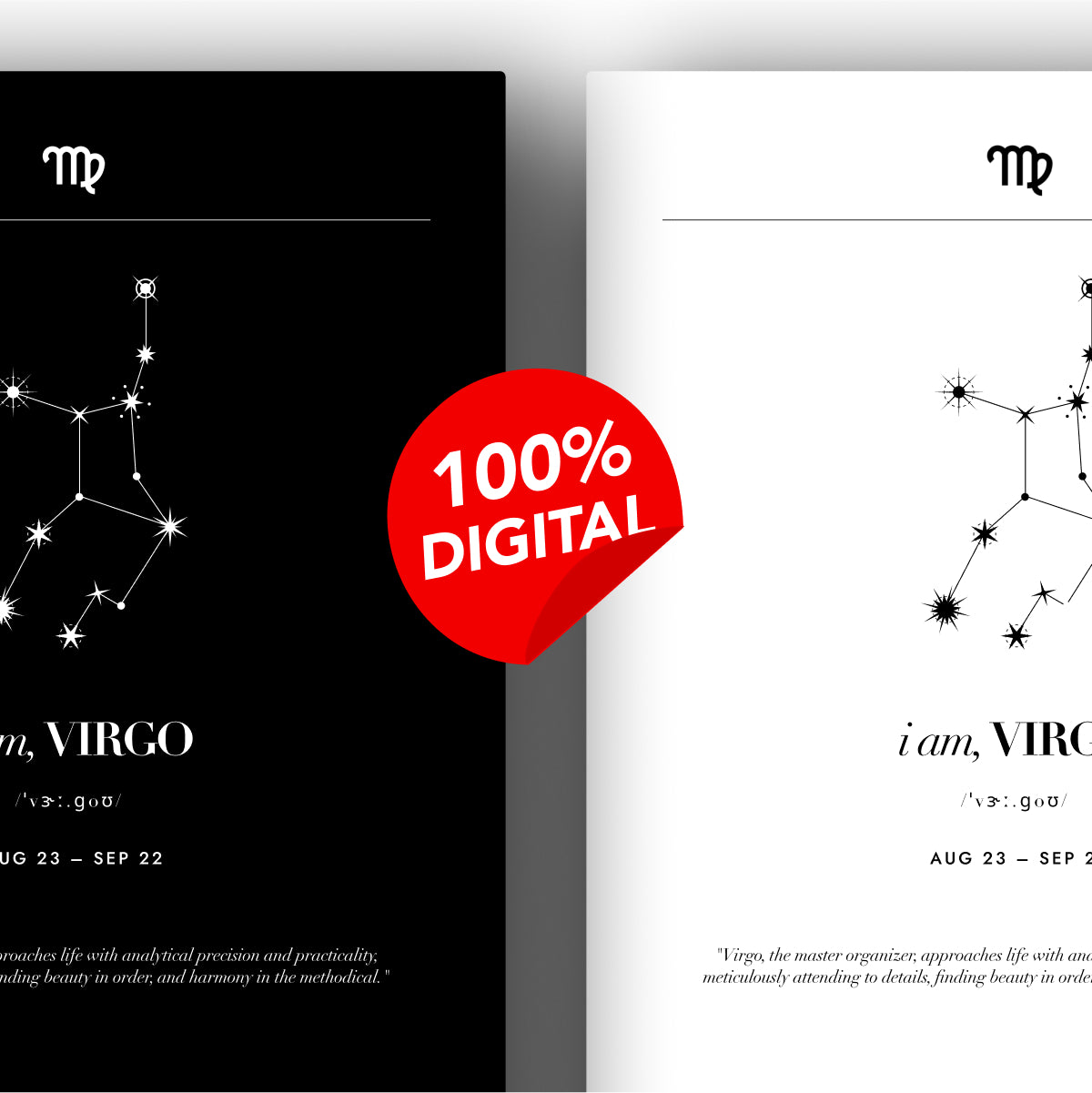 Arte Zodiacal Virgo | Minimalista y Elegante | Digital (Correo Electrónico, 28x37cm)
