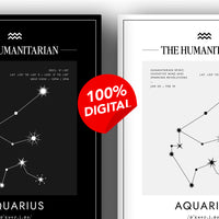 Arte Zodiacal Acuario | Coordenadas | Digital (Correo Electrónico, 28x37cm)