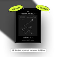 Arte Zodiacal Acuario | Coordenadas | Digital (Correo Electrónico, 28x37cm)