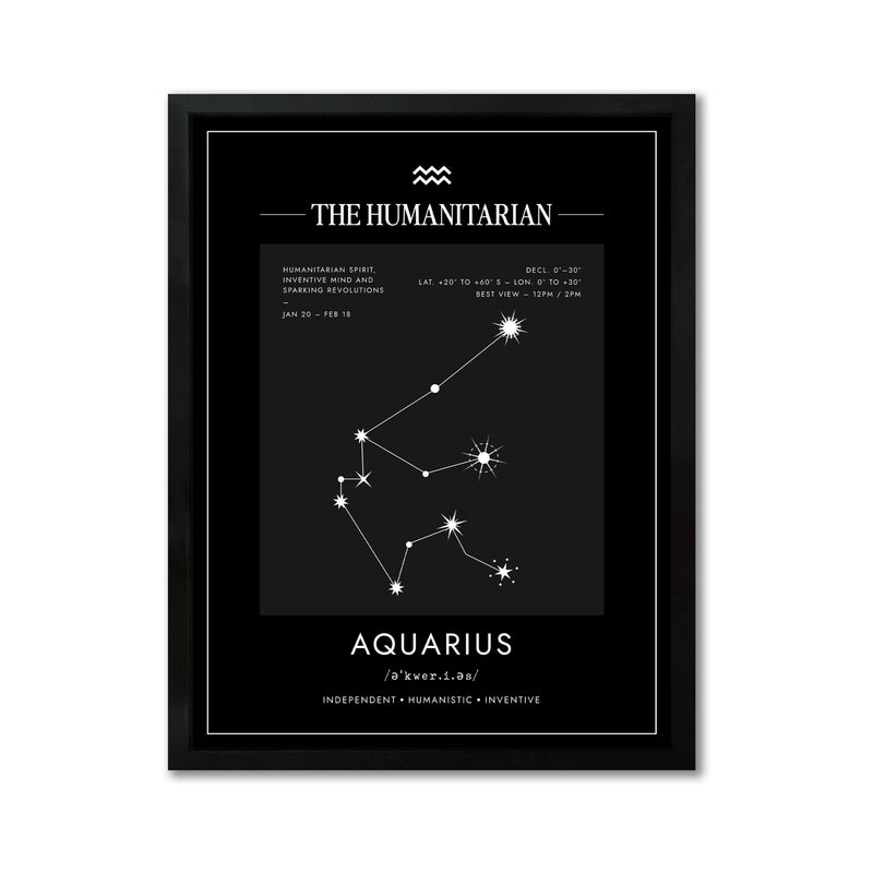 Arte Zodiacal Acuario | Coordenadas | Digital (Correo Electrónico, 28x37cm)