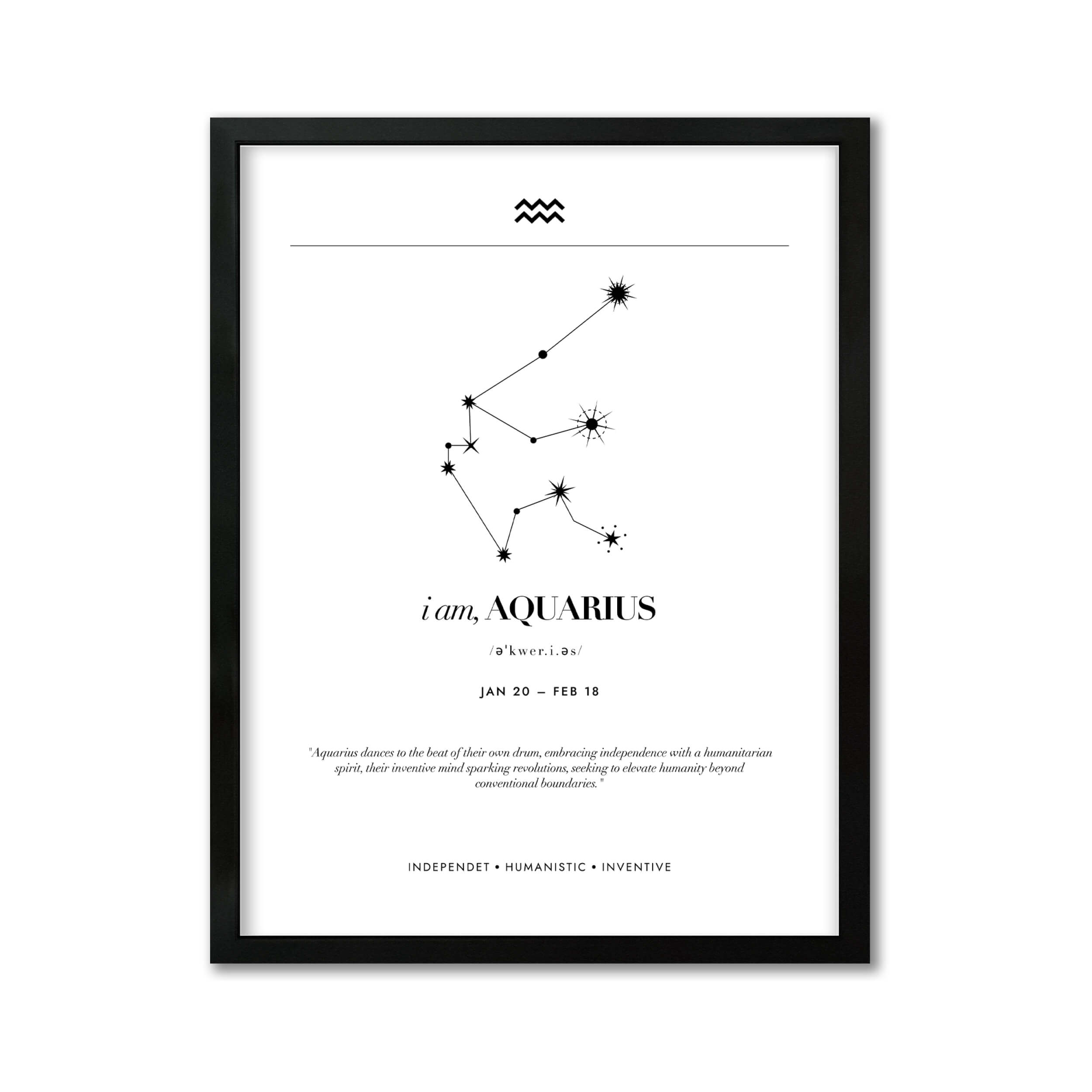 Arte Zodiacal Acuario | Minimalista y Elegante | Digital (Correo Electrónico, 28x37cm)
