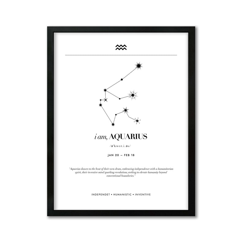 Arte Zodiacal Acuario | Minimalista y Elegante | Digital (Correo Electrónico, 28x37cm)