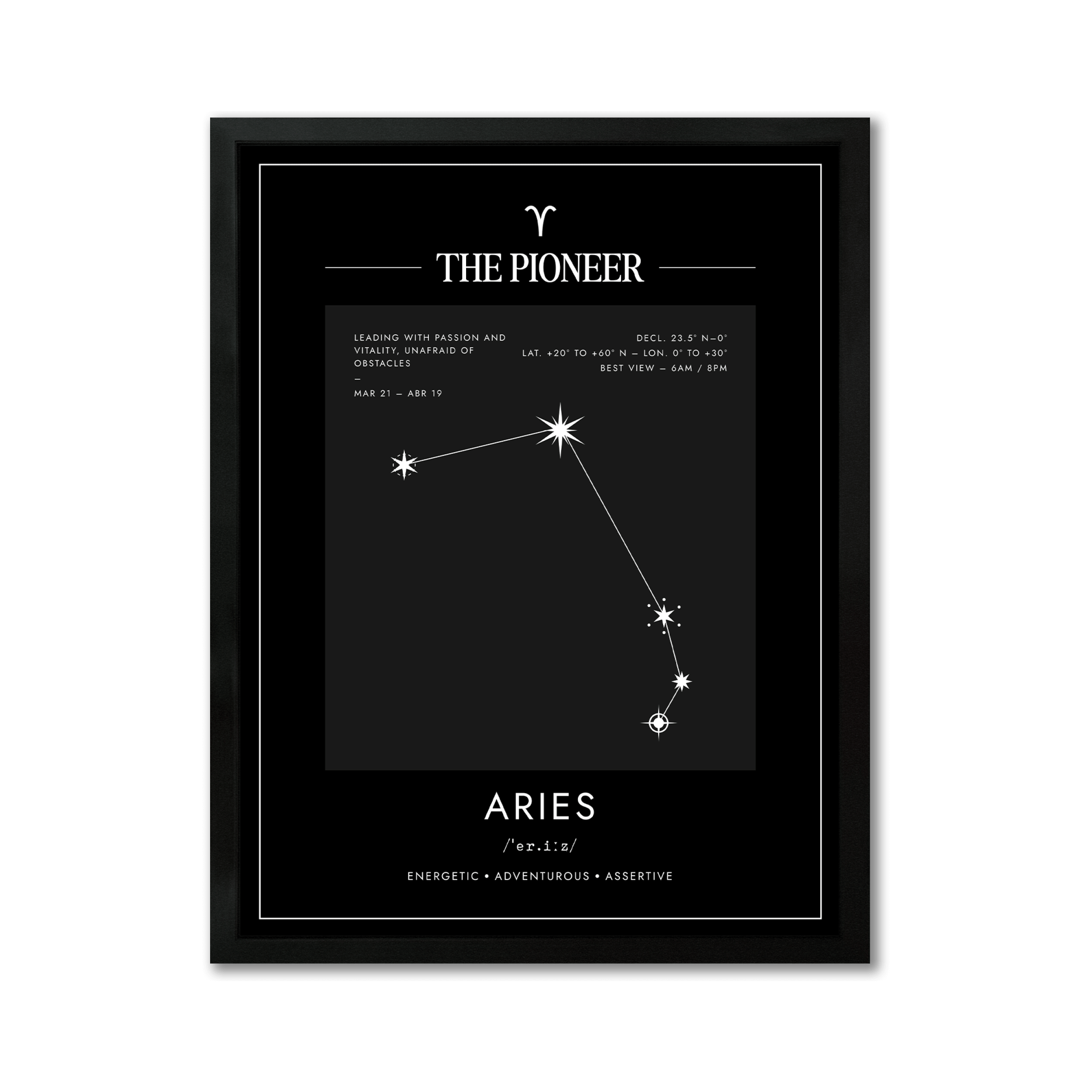 Arte Zodiacal Aries | Coordenadas | Digital (Correo Electrónico, 28x37cm)