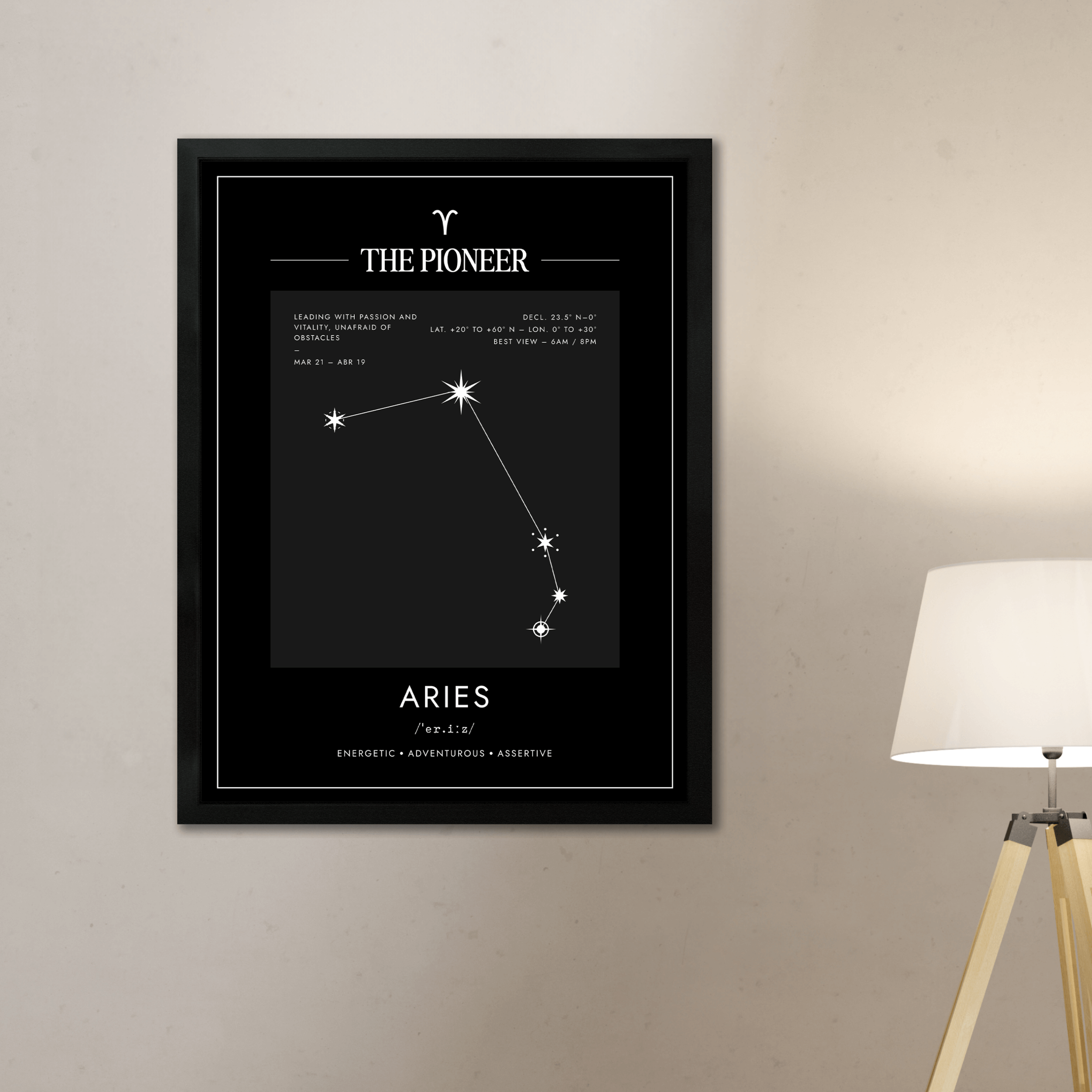 Arte Zodiacal Aries | Coordenadas | Digital (Correo Electrónico, 28x37cm)