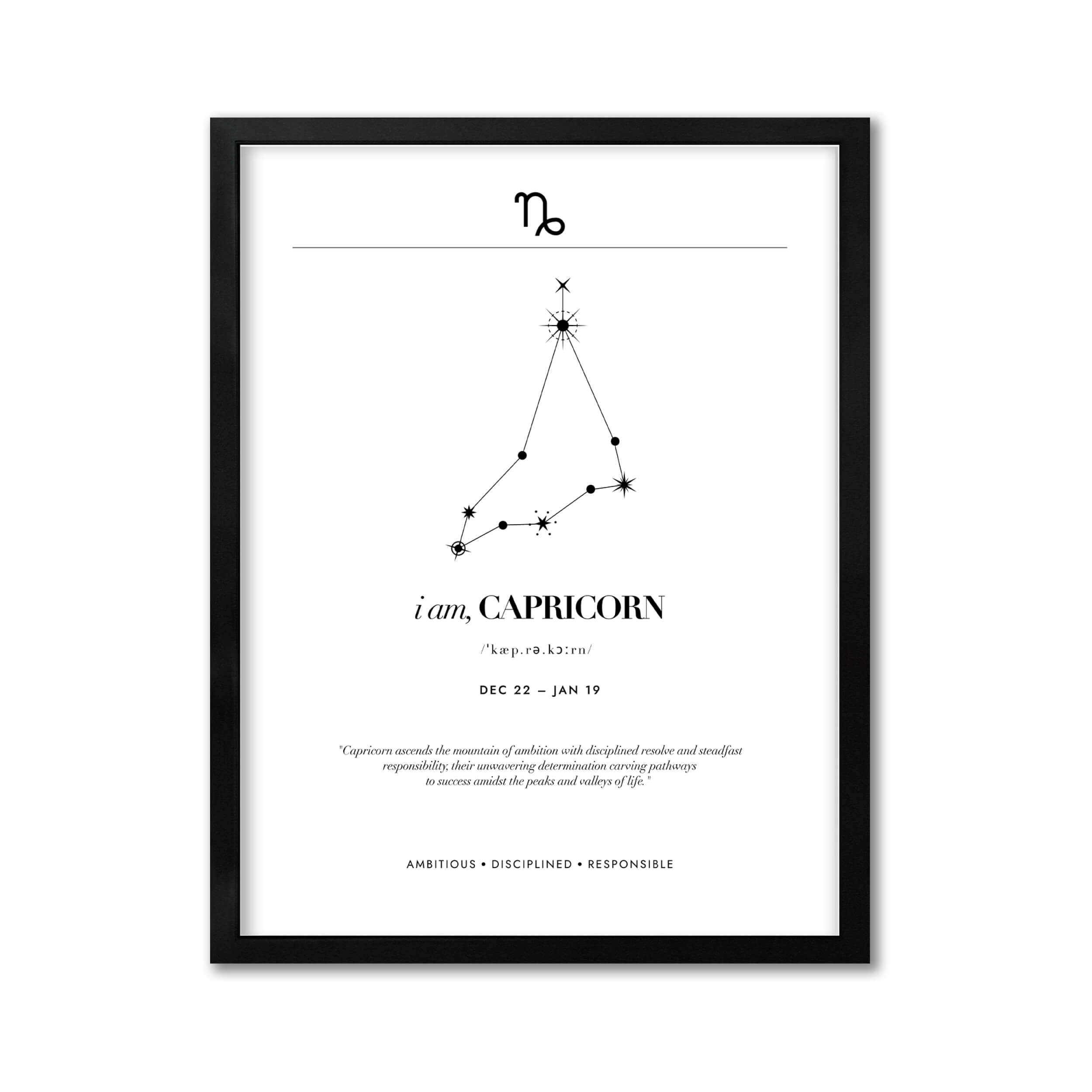 Arte Zodiacal Capricornio | Minimalista y Elegante | Digital (Correo Electrónico, 28x37cm)