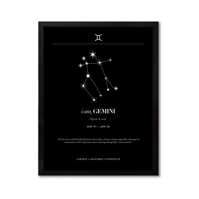 Arte Zodiacal Géminis | Minimalista y Elegante | Digital (Correo Electrónico, 28x37cm)