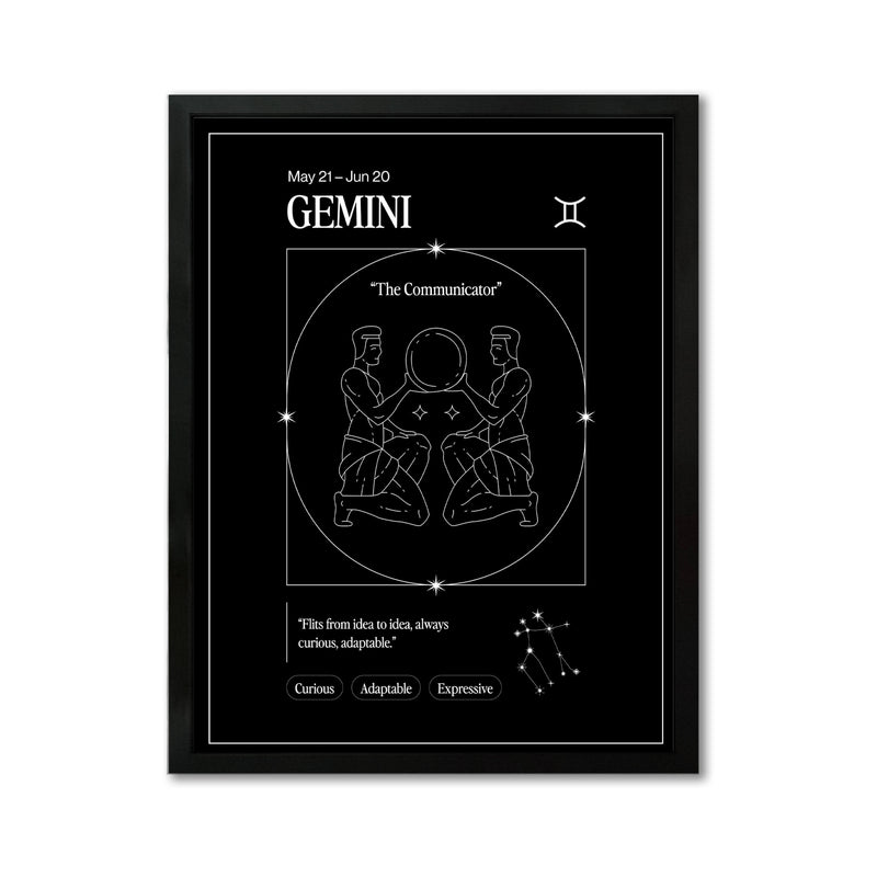 Arte Zodiacal Géminis | Ilustracion | Digital (Correo Electrónico, 28x37cm)