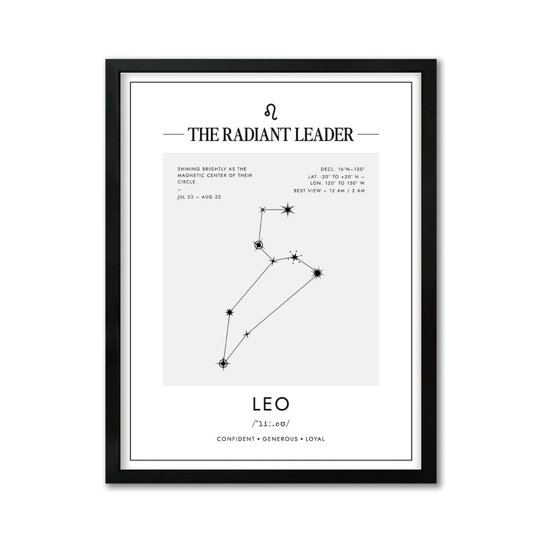 Arte Zodiacal Leo | Coordenadas | Digital (Correo Electrónico, 28x37cm)