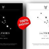 Arte Zodiacal Tauro | Minimalista y Elegante | Digital (Correo Electrónico, 28x37cm)
