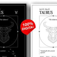 Arte Zodiacal Tauro | Ilustración | Digital (Correo Electrónico, 28x37cm)
