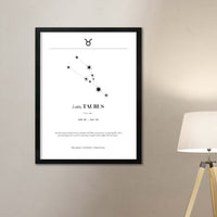 Arte Zodiacal Tauro | Minimalista y Elegante | Digital (Correo Electrónico, 28x37cm)