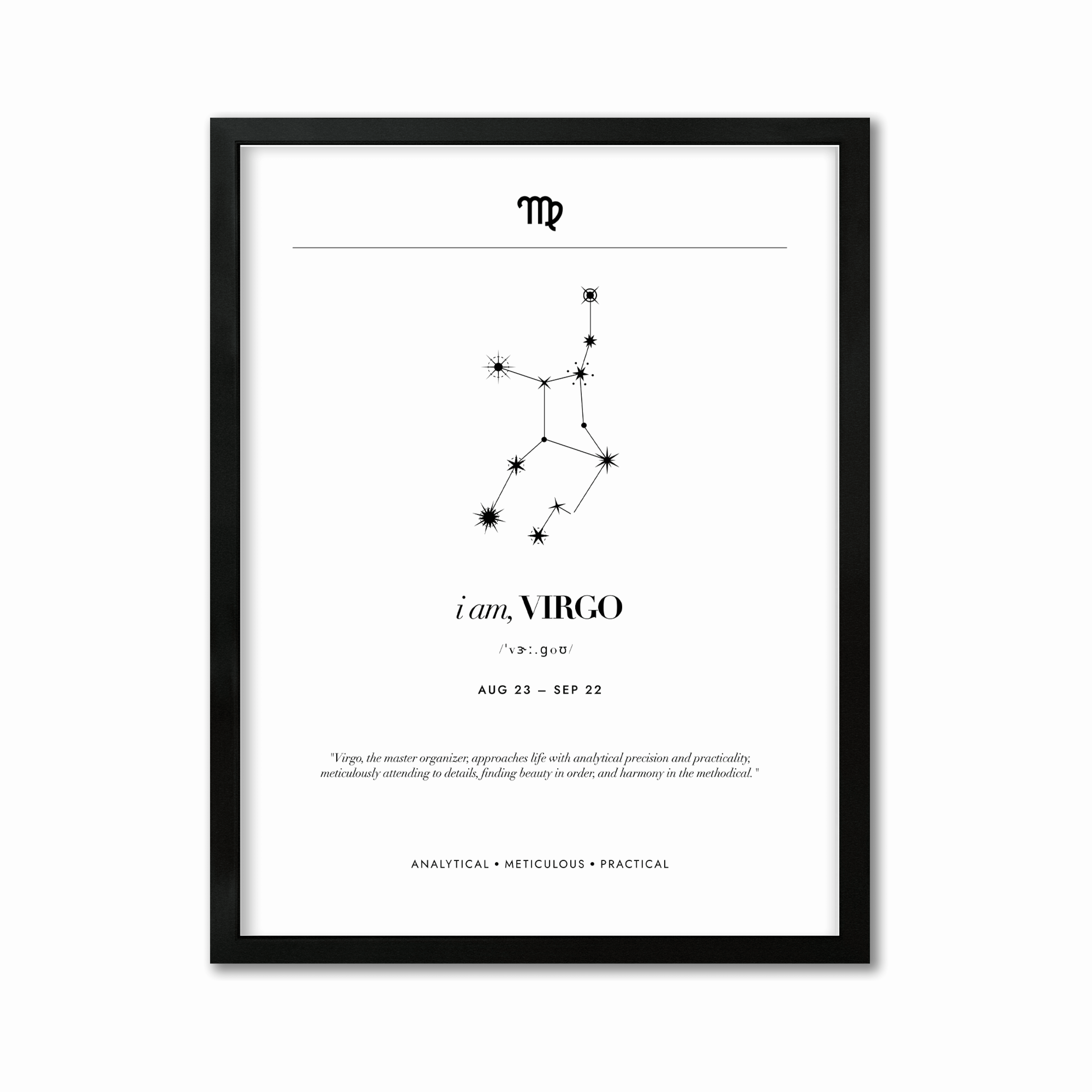 Virgo – Constelación Minimalista – Mapa Zodiacal