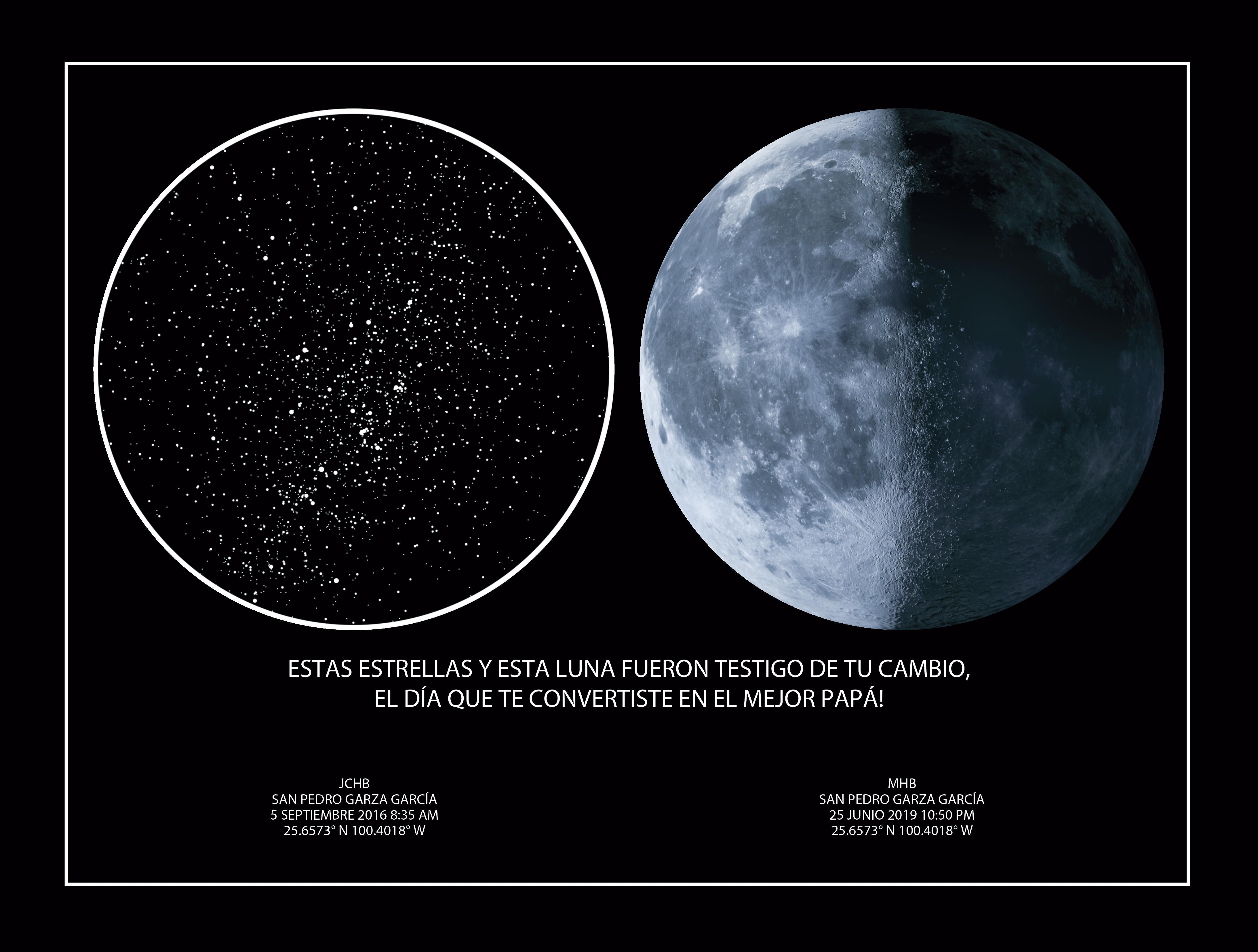 Mapa Estelar + Lunar Enmarcado 28x37cm